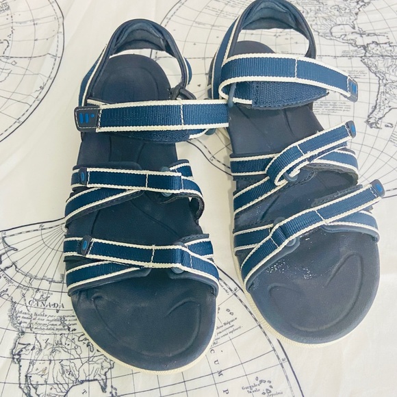 Lands' End Shoes Lands End Blue Triple Strap Sandals Poshmark